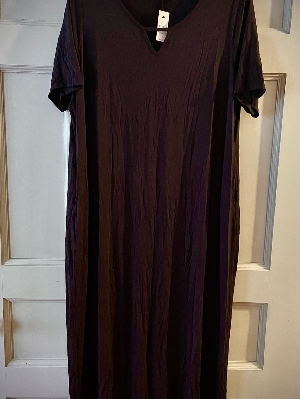 Lane Bryant Black V-Neck Short Sleeve Maxi Dress
